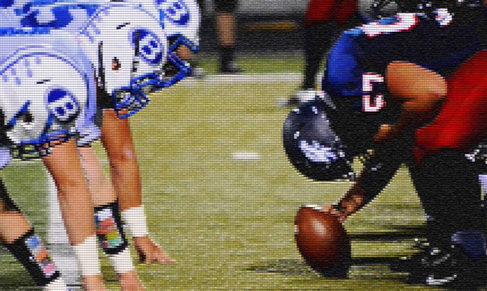 Pixellated Image of Football Linemen
